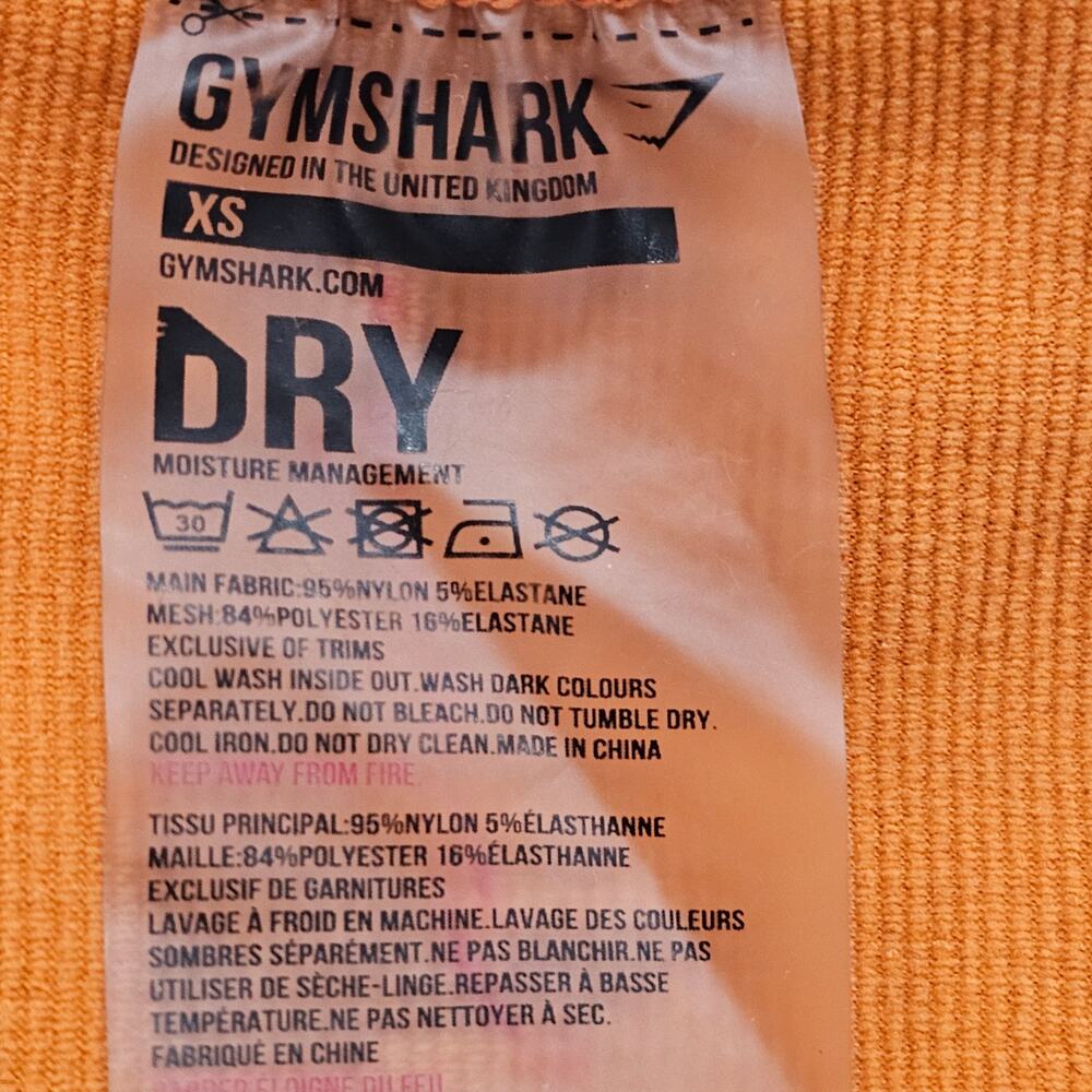 Gymshark Sports Bra Womens XS Orange Flawless Knit Eyelet Ruched Racerback - Picture 6 of 9